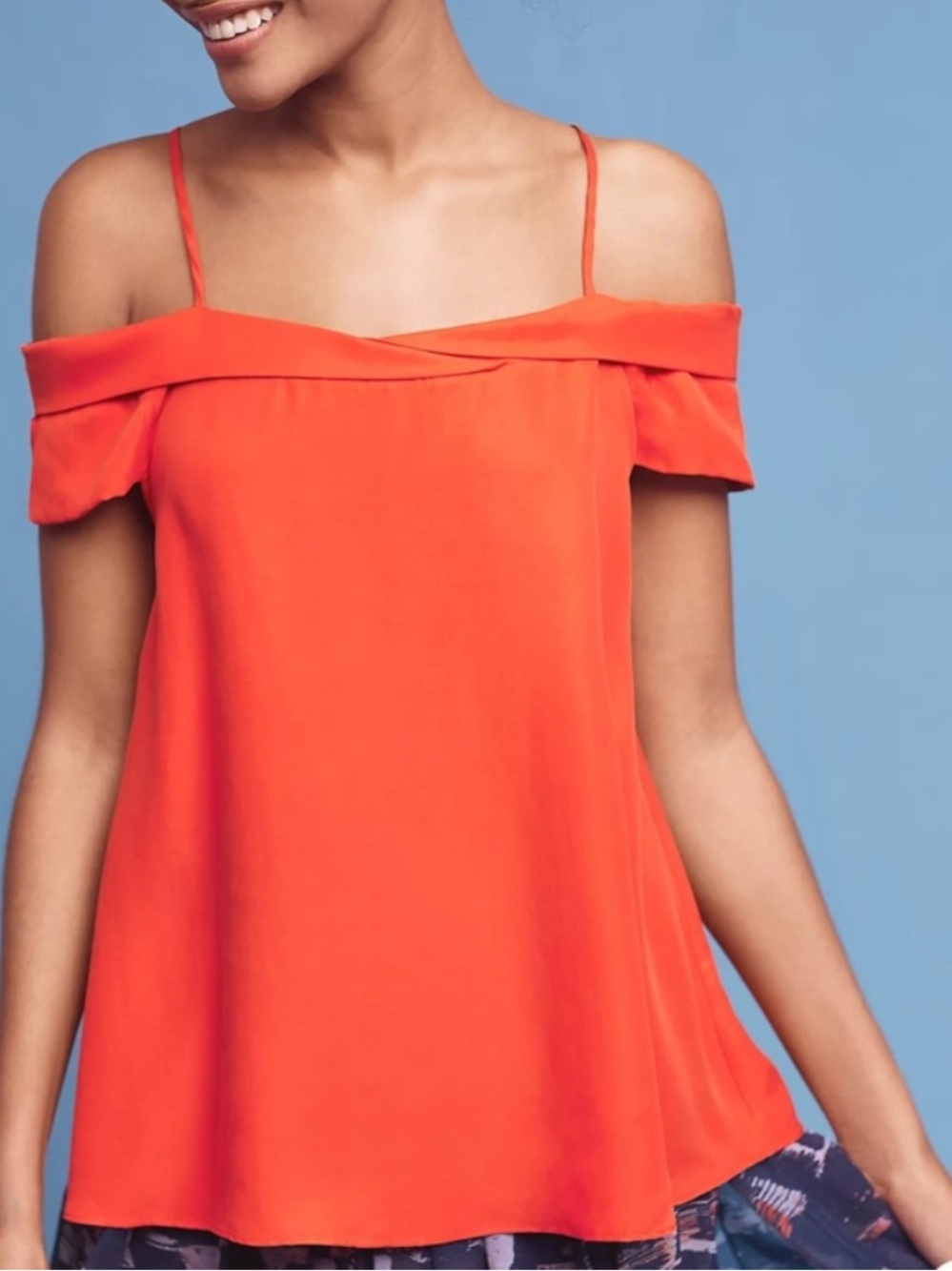 Paper Crown Bright Red Silk-Look tank